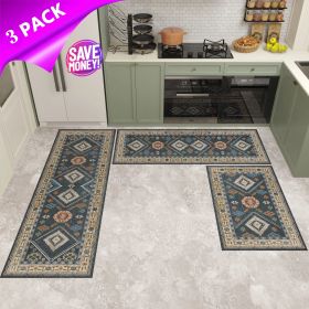Kitchen Rugs Sets of 3, Kitchen Floor Mat Carpet, Washable Non Slip Kitchen Runner Rug, Boho Farmhouse Hallway Doormat for Home Decor