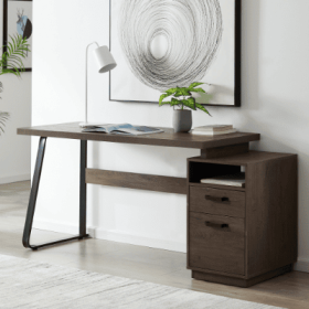 Home Office Computer Desk With Drawers Hanging Letter-size Files, 65 Inch Writing Study Table With Drawers (Color: Brown)