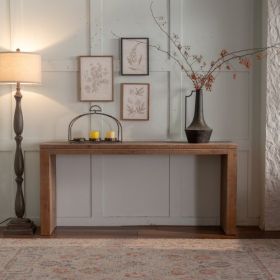 Console Table With Solid Wood For Living Room, Long Sofa Table Behind Couch, Retro Narrow Entryway Table For Hallway Foyer (Option: Natural Wood)