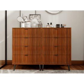 Wooden Chest Of Drawers - Spacious Storage Organizer For Bedroom Or Living Room, Modern Design With Multiple Compartments, Brown (Option: Antique brown)