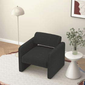 Single Sofa Chair, Upholstered Comfortable Chair With Armrests, For Dining Room Bedroom  Living Room Reception   BLACK 30.9X30.51X30.11 (Color: Black)
