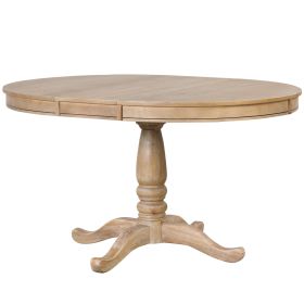 Modern Dining Table Set For 4 - Round Table & 4 Chairs, 5 Piece Kitchen Set (Option: Natural Wood Wash)