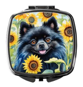 Pomeranian in Sunflowers Compact Mirror Decorative Travel Makeup Mirror for Women Girls Gifts Pocket Makeup Mirror Folding Handheld (Default: Default)