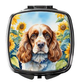 Cocker Spaniel in Sunflowers Compact Mirror Decorative Travel Makeup Mirror for Women Girls Gifts Pocket Makeup Mirror Folding Handheld (Default: Default)