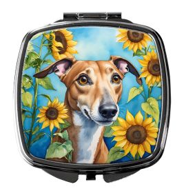 Greyhound in Sunflowers Compact Mirror Decorative Travel Makeup Mirror for Women Girls Gifts Pocket Makeup Mirror Folding Handheld (Default: Default)
