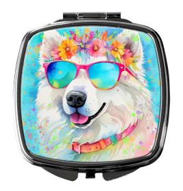Samoyed Hippie Dawg Compact Mirror Decorative Travel Makeup Mirror for Women Girls Gifts Pocket Makeup Mirror Folding Handheld (Default: Default)