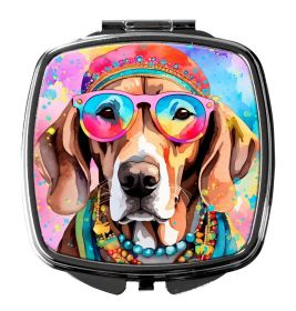 Weimaraner Hippie Dawg Compact Mirror Decorative Travel Makeup Mirror for Women Girls Gifts Pocket Makeup Mirror Folding Handheld (Default: Default)