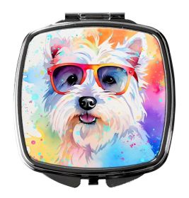 Westie Hippie Dawg Compact Mirror Decorative Travel Makeup Mirror for Women Girls Gifts Pocket Makeup Mirror Folding Handheld (Default: Default)