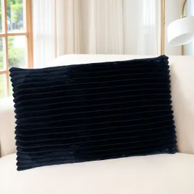Striped Soft Cushions For Sofa, Faux Plush Decorative Throw Pillow Double-Sided, Big Plush Corduroy Pillow,Decorative Throw Pillow,Ribbed Design, (Color: Black)